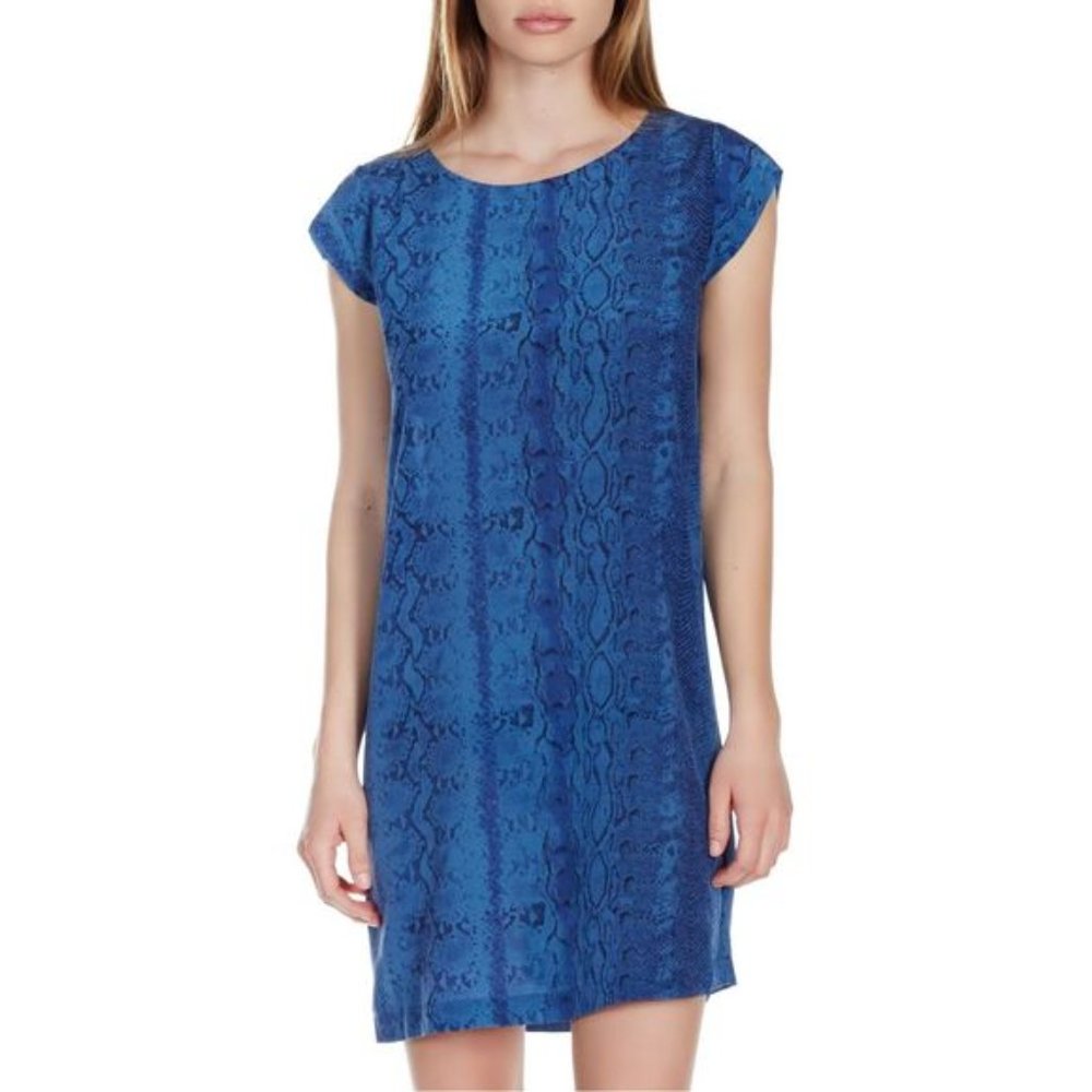 JOIE Weaver Dress Blue Snakeskin Print Silk New XS